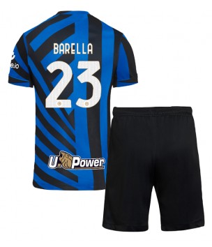 Billiga Inter Milan Nicolo Barella #23 Hemmatröja Barn 2024-25 Kortärmad (+ Korta byxor)